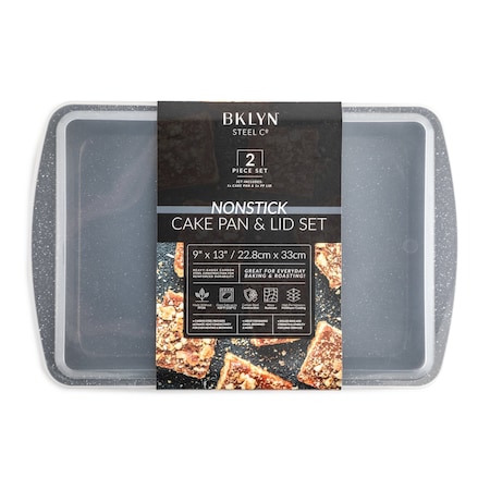 Bklyn Steel Co. 2pc Rectangular Cake Pan Set w/ Lid - Charcoal Speckle 39997